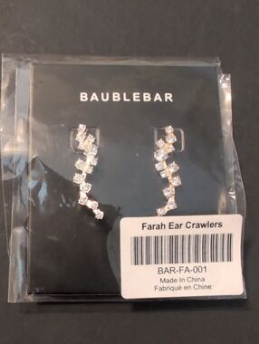 BaubleBar Gold Crystal Ear Crawlers with Clear Stones